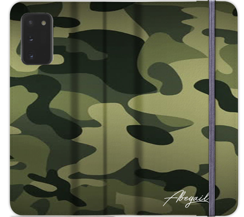 Personalised Green Camouflage Initials Samsung Galaxy Note 20 Case