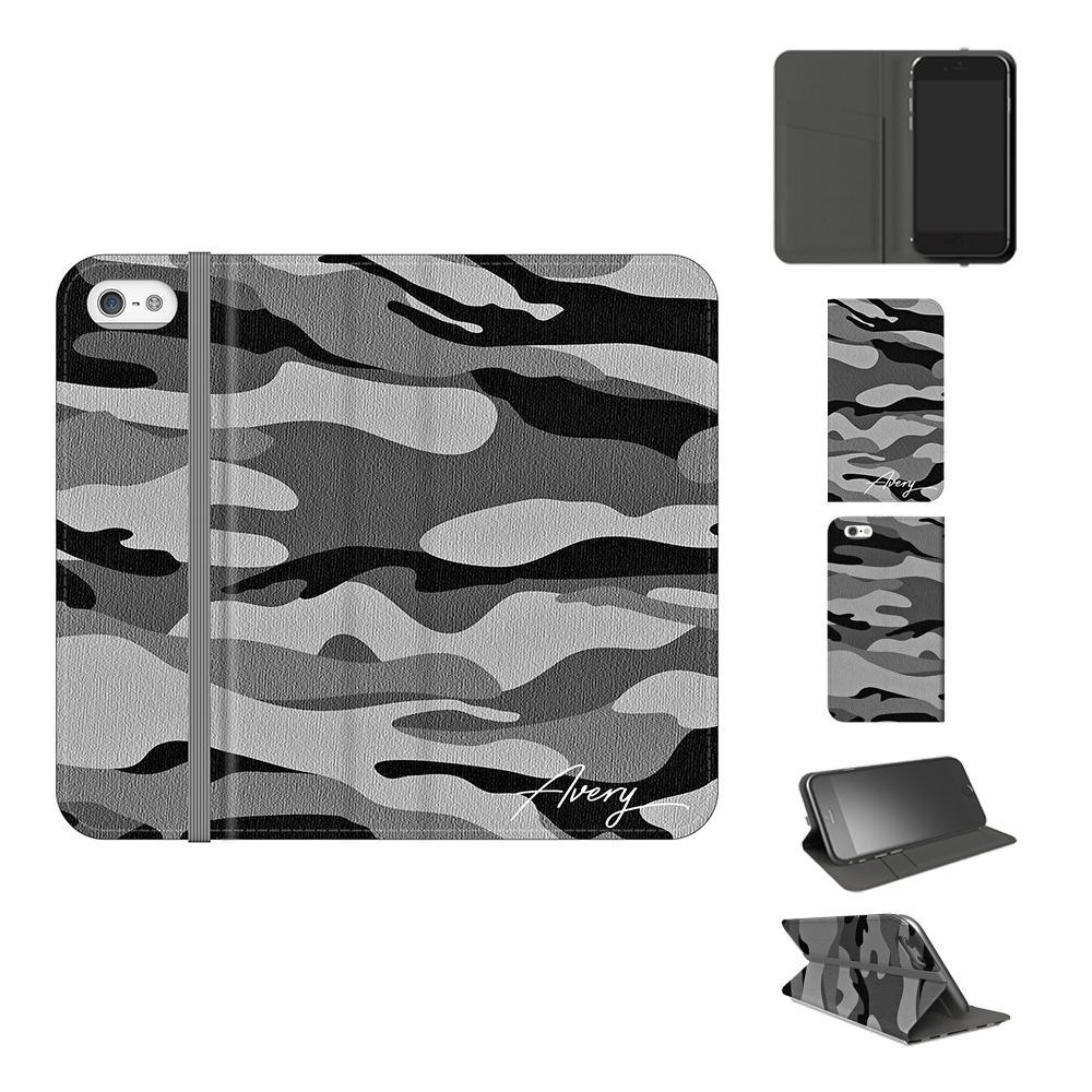 Personalised Grey Camouflage Initials iPhone 5/5s/SE (2016) Case