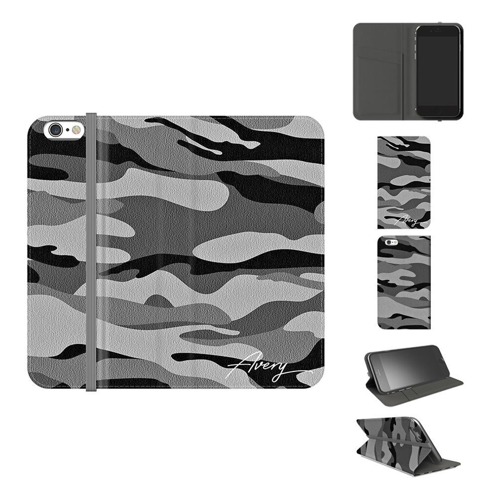 Personalised Grey Camouflage Initials iPhone 6/6s Case