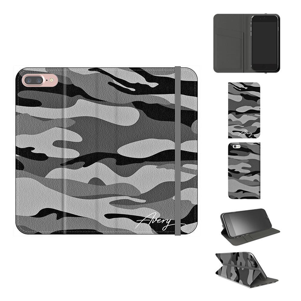 Personalised Grey Camouflage Initials iPhone 8 Plus Case