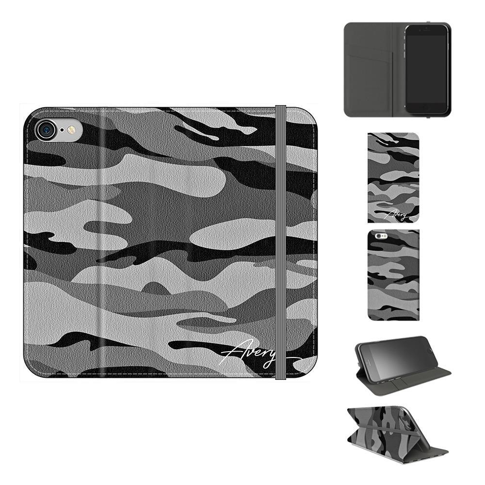 Personalised Grey Camouflage Initials iPhone SE Case