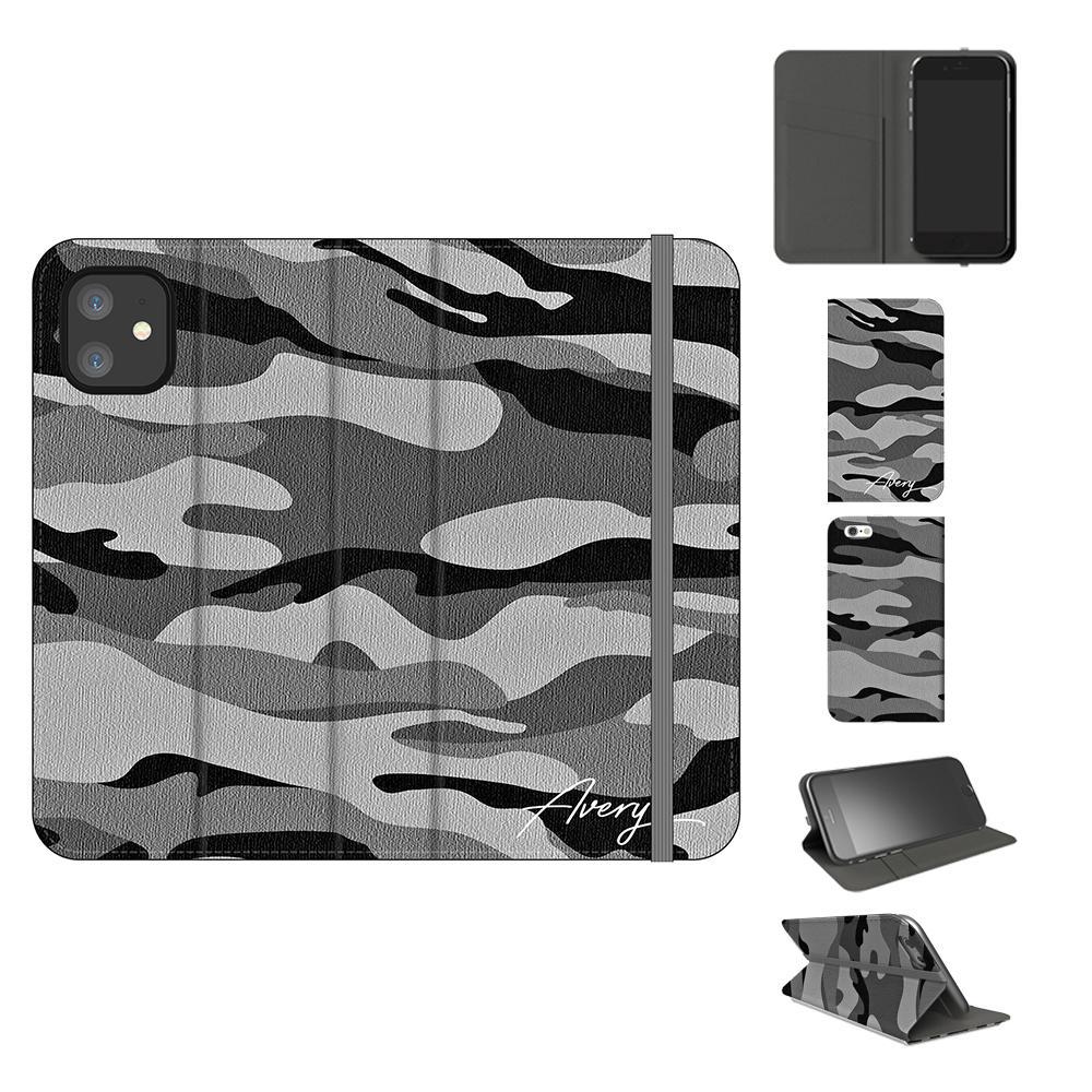 Personalised Grey Camouflage Initials iPhone 12 Mini Case