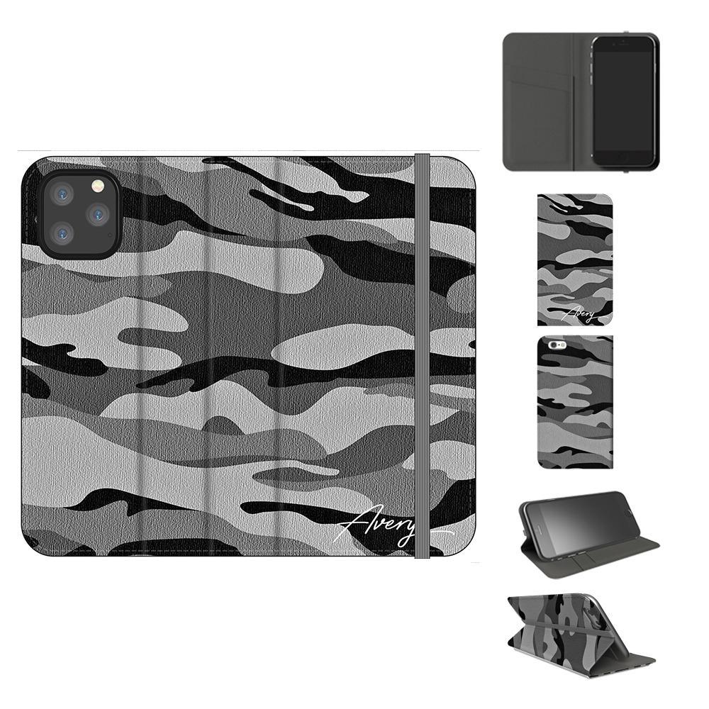 Personalised Grey Camouflage Initials iPhone 11 Pro Max Case