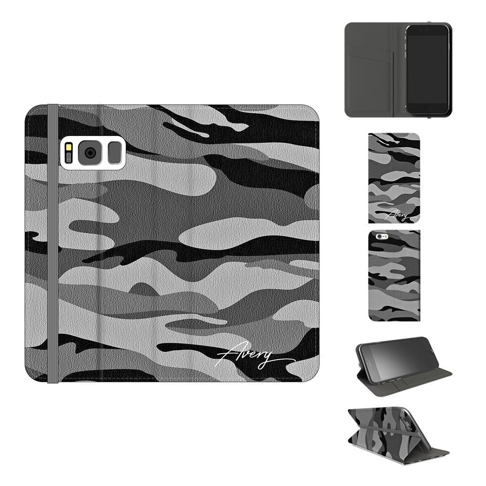 Personalised Grey Camouflage Initials Samsung Galaxy S8 Case