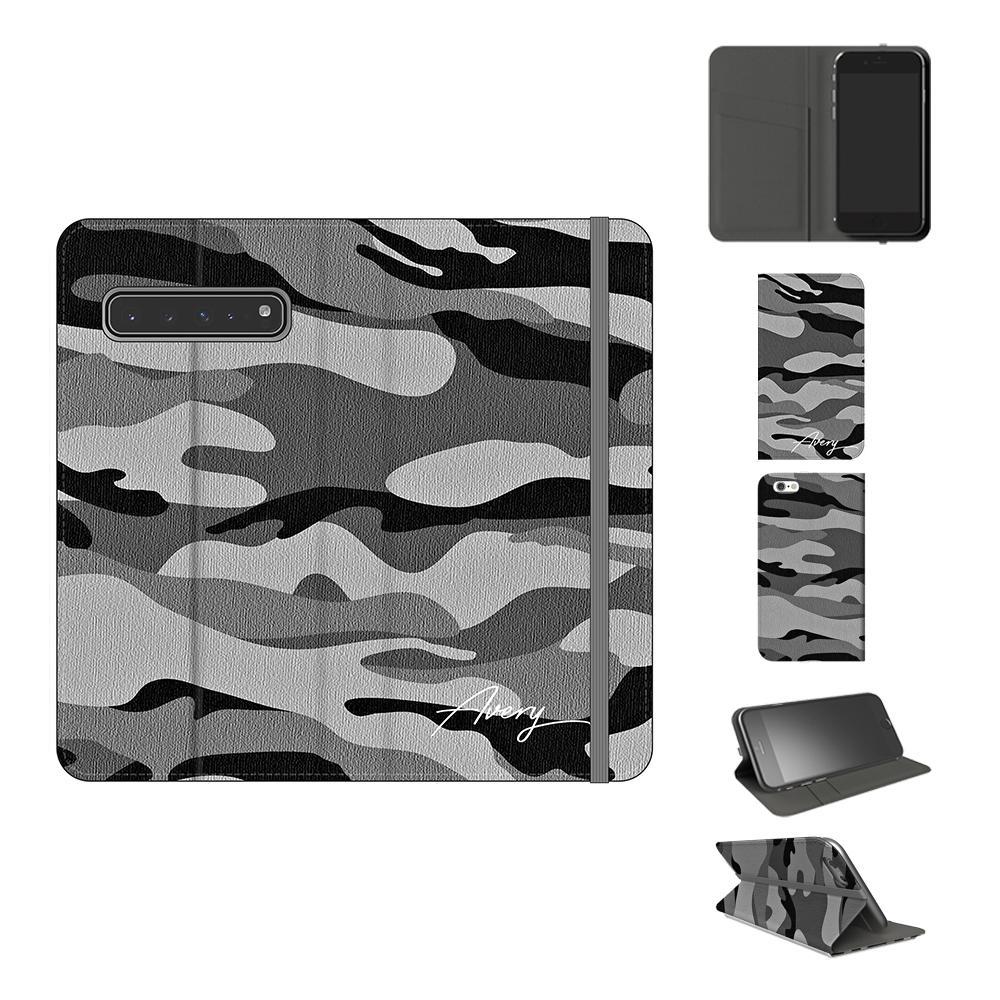 Personalised Grey Camouflage Initials Samsung Galaxy S10 5G Case