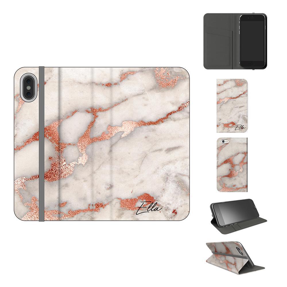 Personalised Grey x Rose Gold Marble Initials iPhone XS Max Case