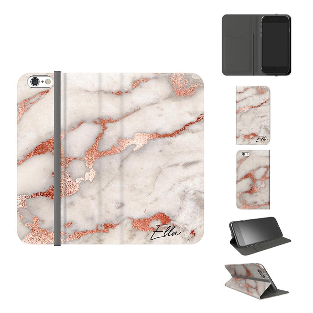 Personalised Grey x Rose Gold Marble Initials iPhone 6/6s Case