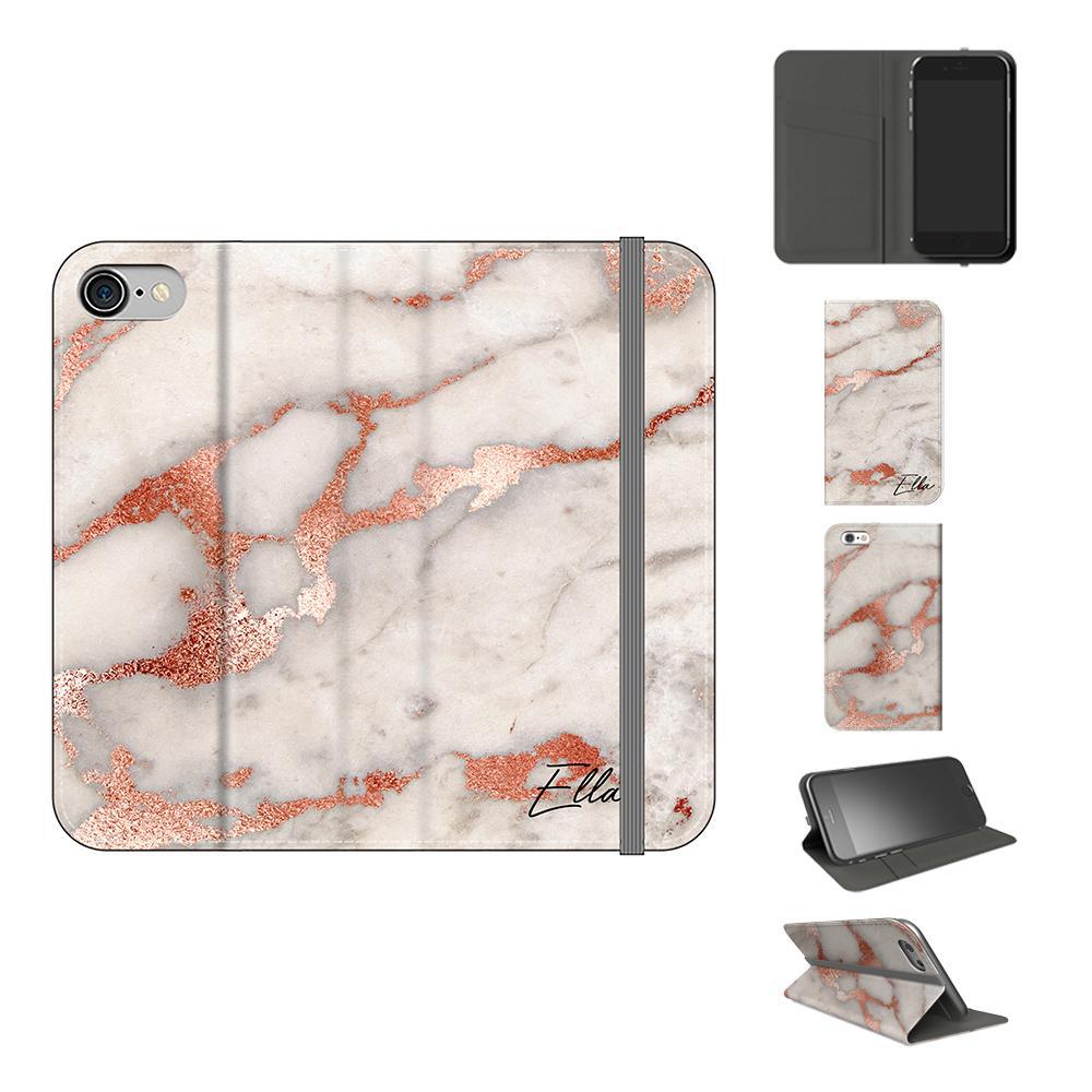 Personalised Grey x Rose Gold Marble Initials iPhone SE Case