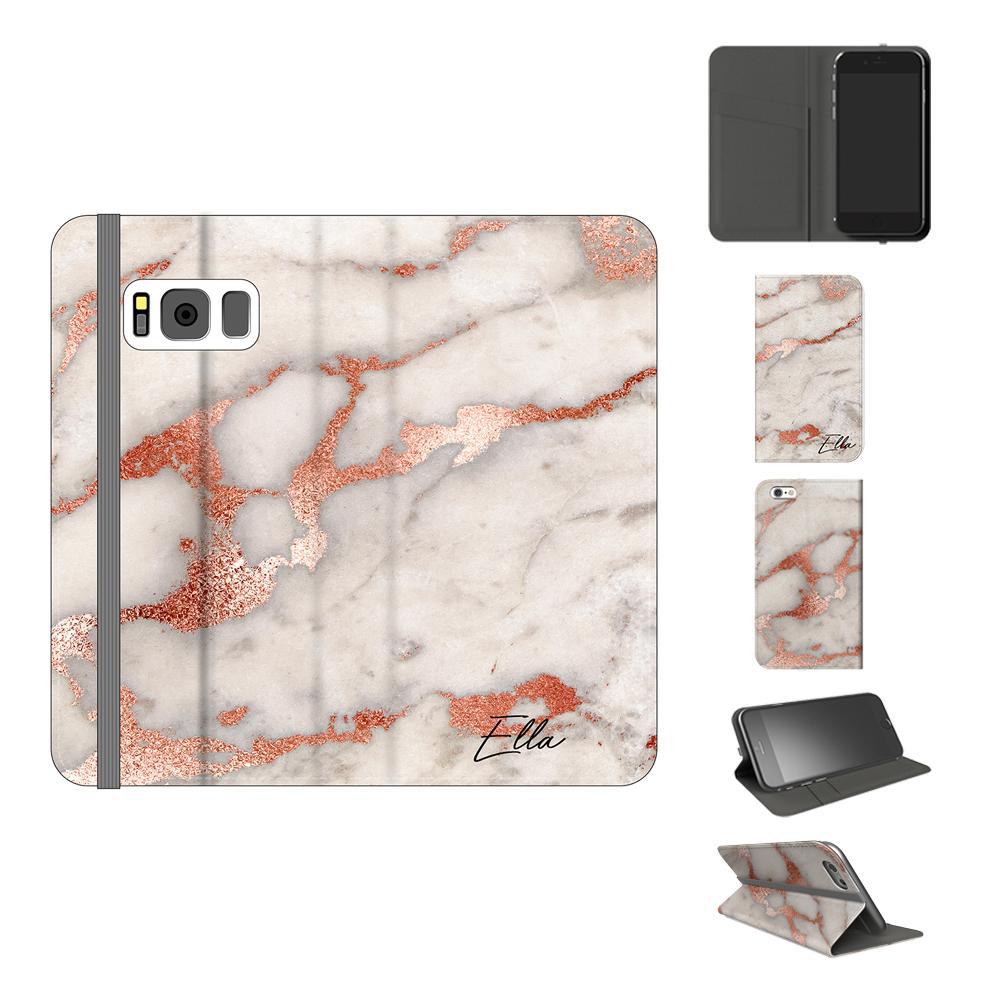 Personalised Grey x Rose Gold Marble Initials Samsung Galaxy S8 Case