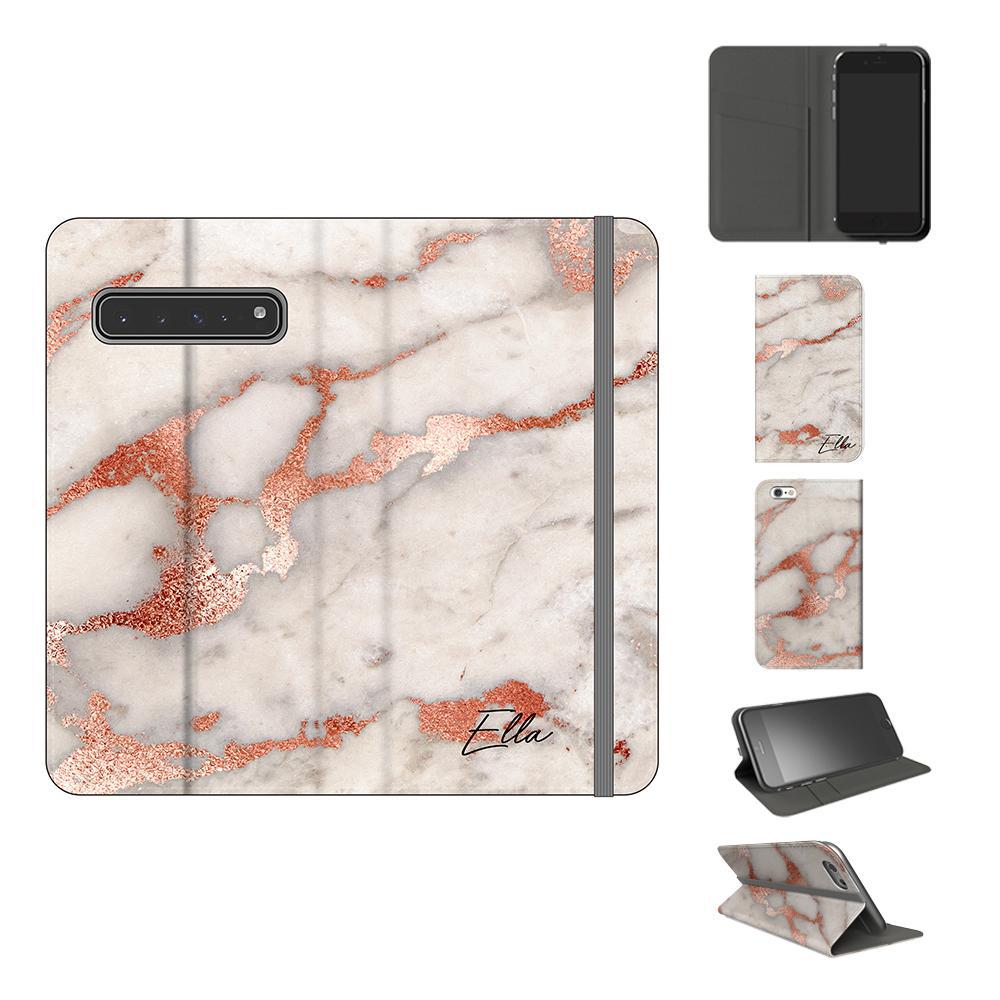 Personalised Grey x Rose Gold Marble Initials Samsung Galaxy S10 5G Case