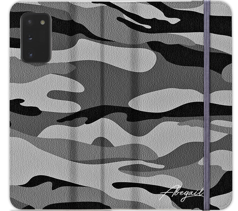Personalised Grey Camouflage Initials Samsung Galaxy Note 20 Case