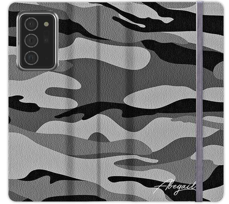 Personalised Grey Camouflage Initials Samsung Galaxy Note 20 Ultra Case