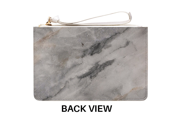Personalised Grey Stone Marble Leather Clutch Bag