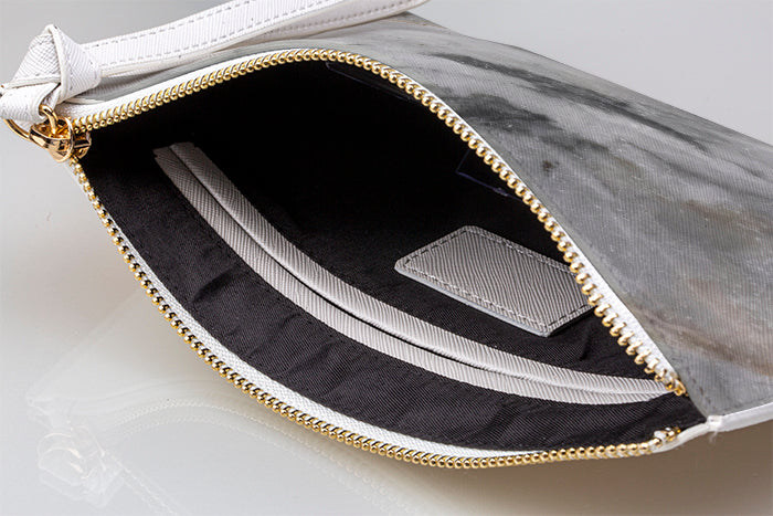 Personalised Grey Stone Marble Leather Clutch Bag