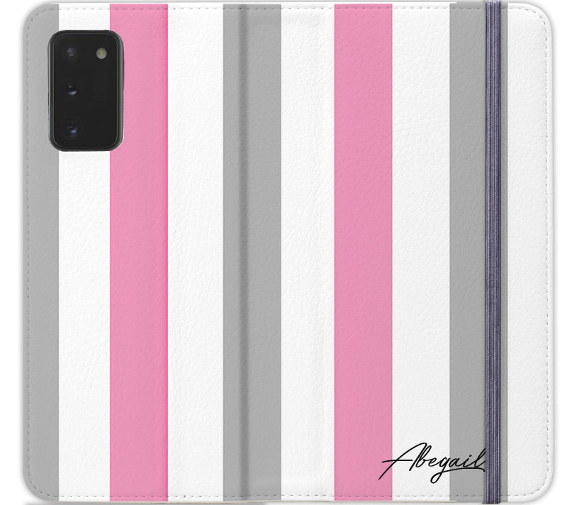 Personalised Pink x Grey Stripe Samsung Galaxy Note 20 Case