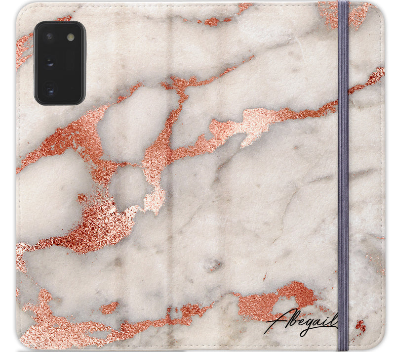 Personalised Grey x Rose Gold Marble Initials Samsung Galaxy Note 20 Case