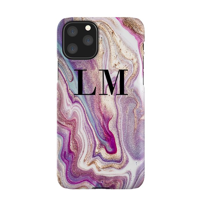 Personalised Violet Marble Initials iPhone 11 Pro Case