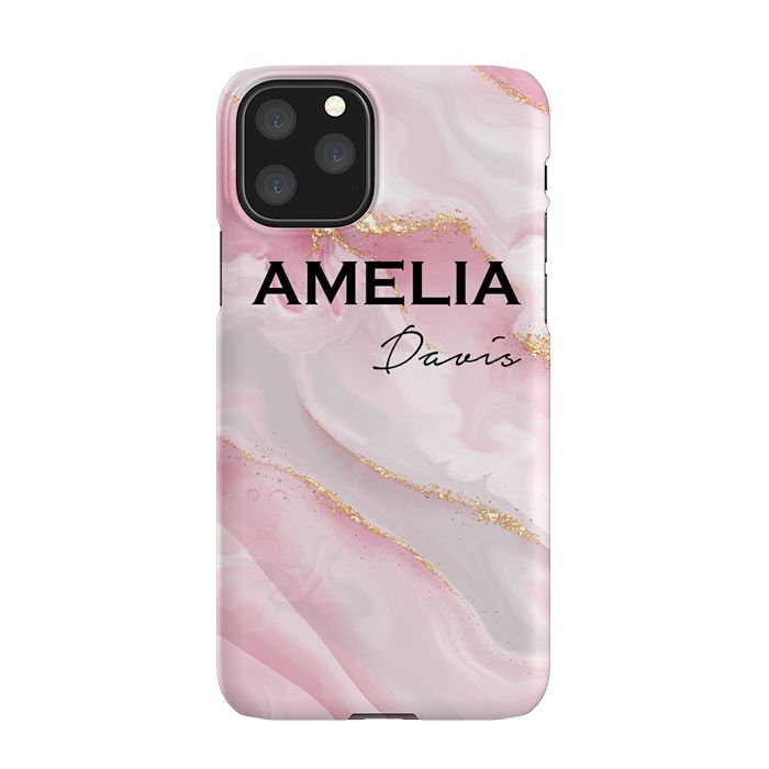 Personalised Luxe Pink Marble Name iPhone 11 Pro Case