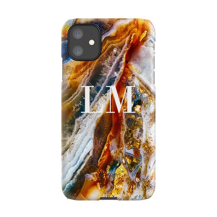 Personalised Colored Stone Marble Initials iPhone 11 Case