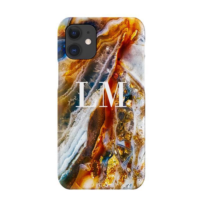 Personalised Colored Stone Marble Initials iPhone 12 Mini Case