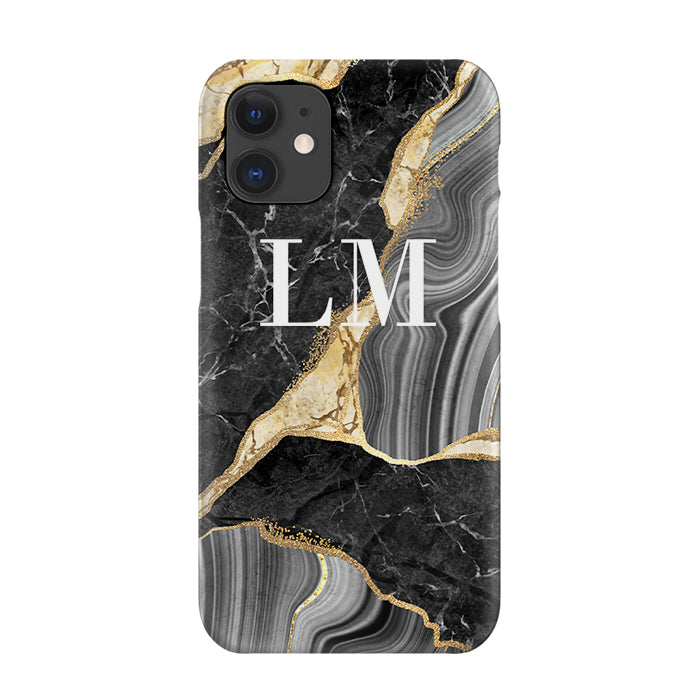 Personalised Black and Gold Marble Name iPhone 12 Mini Case
