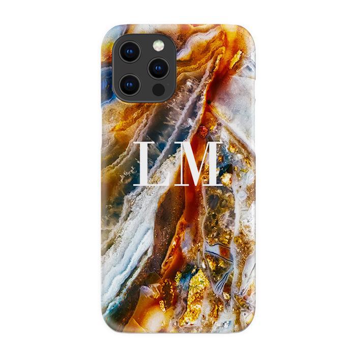 Personalised Colored Stone Marble Initials iPhone 15 Pro Case
