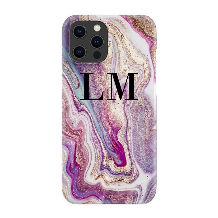 Personalised Violet Marble Initials iPhone 12 Pro Max Case