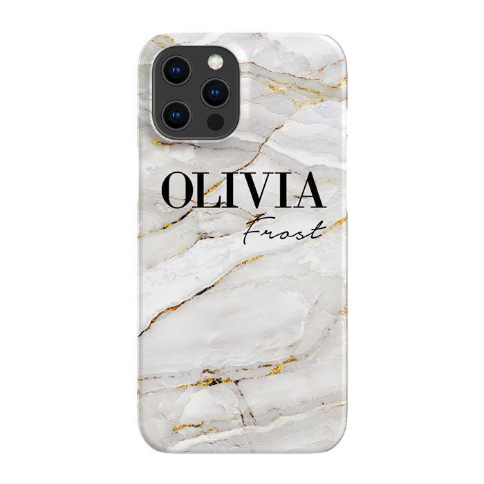 Personalised Cream Marble Name iPhone 15 Pro Case