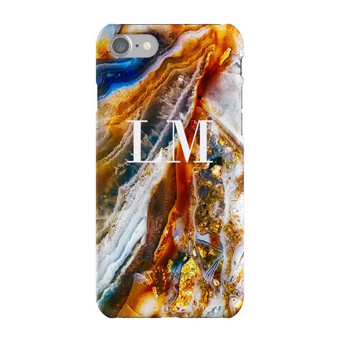 Personalised Colored Stone Marble Initials iPhone 7 Case
