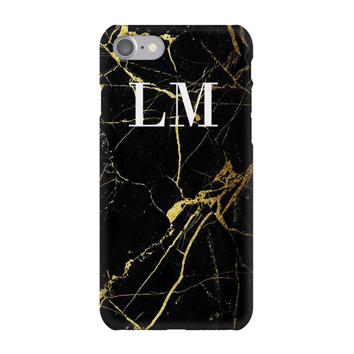 Personalised Black x Gold Marble Initials iPhone 7 Case
