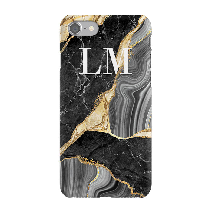 Personalised Black and Gold Marble Name iPhone 7 Case