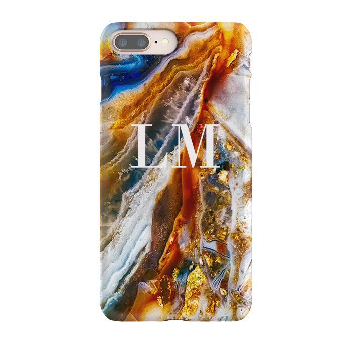 Personalised Colored Stone Marble Initials iPhone 8 Plus Case