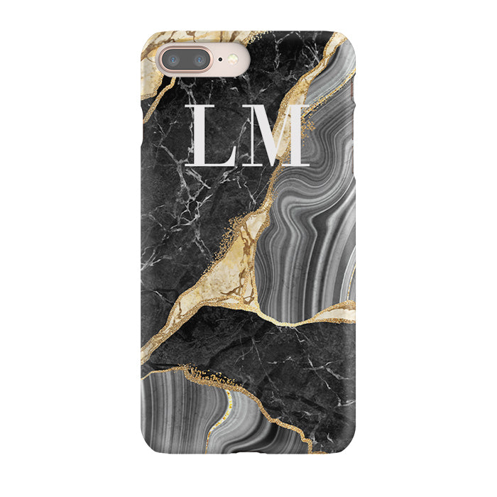 Personalised Black and Gold Marble Name iPhone 7 Plus Case