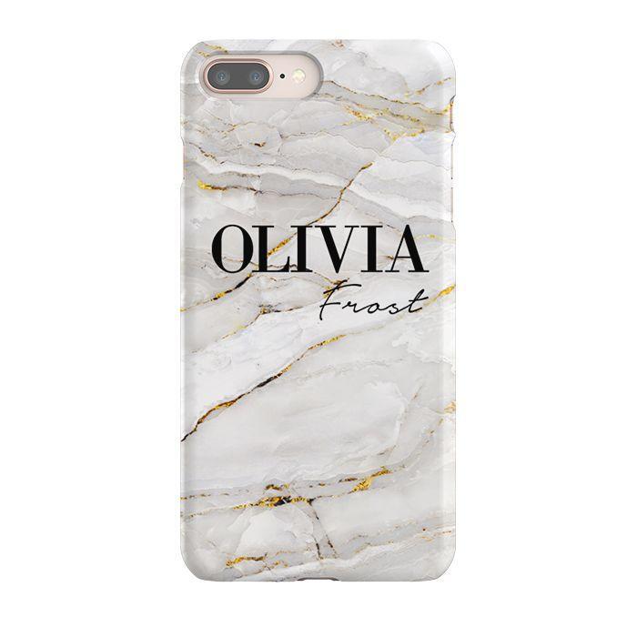 Personalised Cream Marble Name iPhone 8 Plus Case