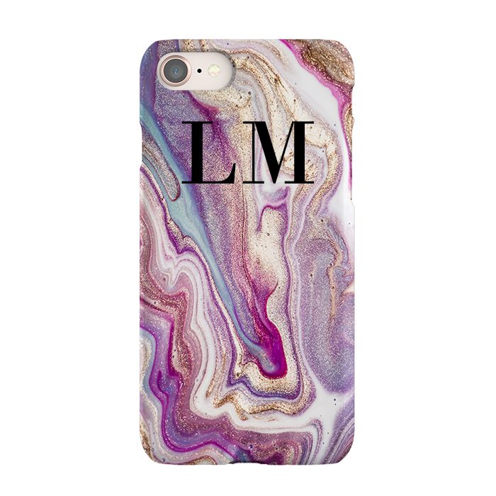 Personalised Violet Marble Initials iPhone SE Case