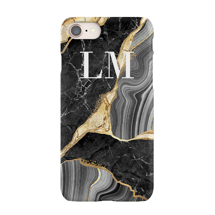 Personalised Black and Gold Marble Name iPhone 8 Plus Case