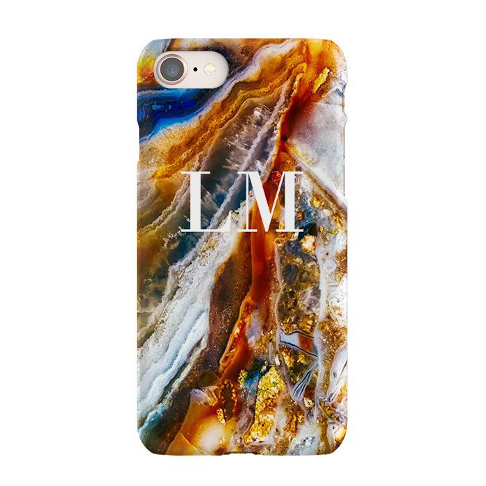 Personalised Colored Stone Marble Initials iPhone SE Case