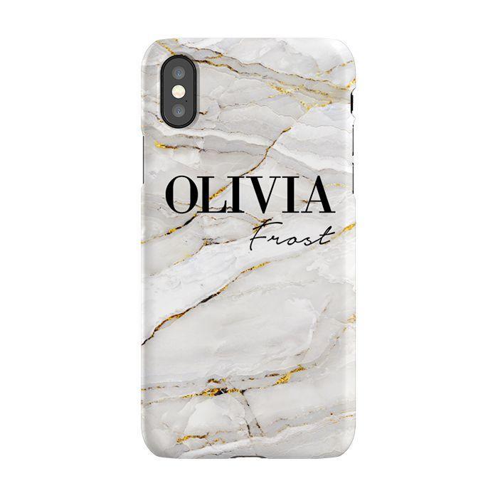 Personalised Cream Marble Name iPhone X Case