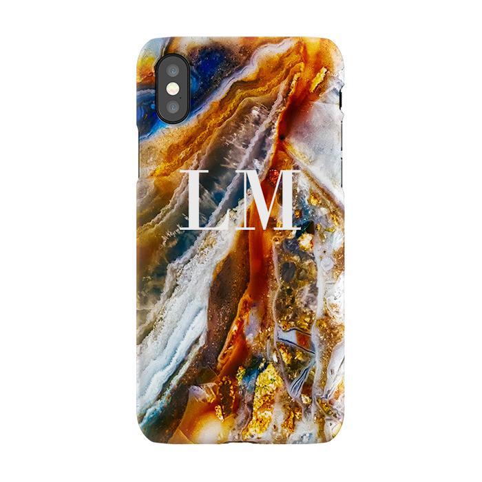 Personalised Colored Stone Marble Initials iPhone XS Case