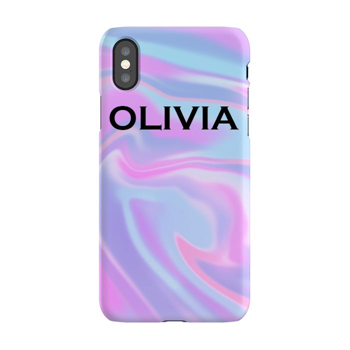 Personalised Luxe Blue Name iPhone XS Case