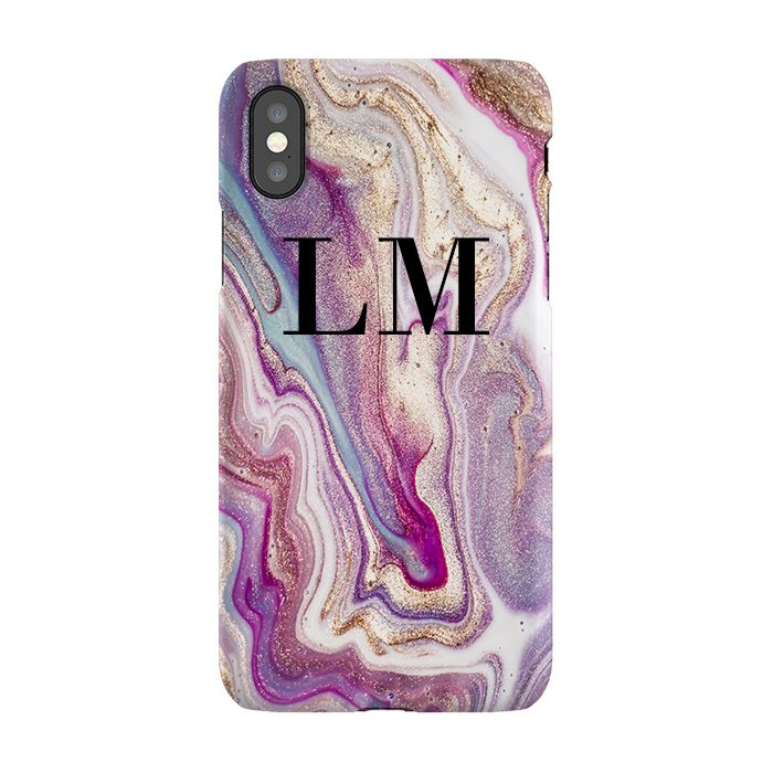 Personalised Violet Marble Initials iPhone XS Case
