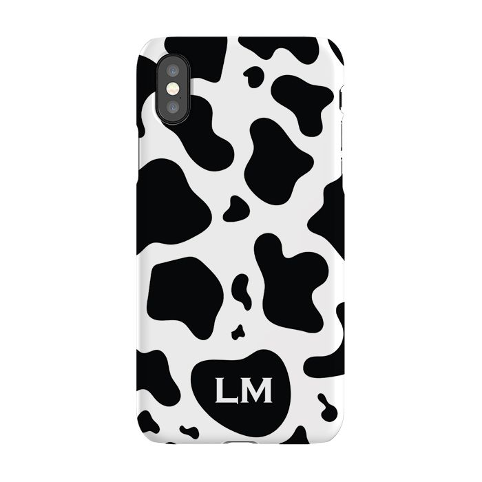 Personalised Cow Print Initials iPhone XS Case