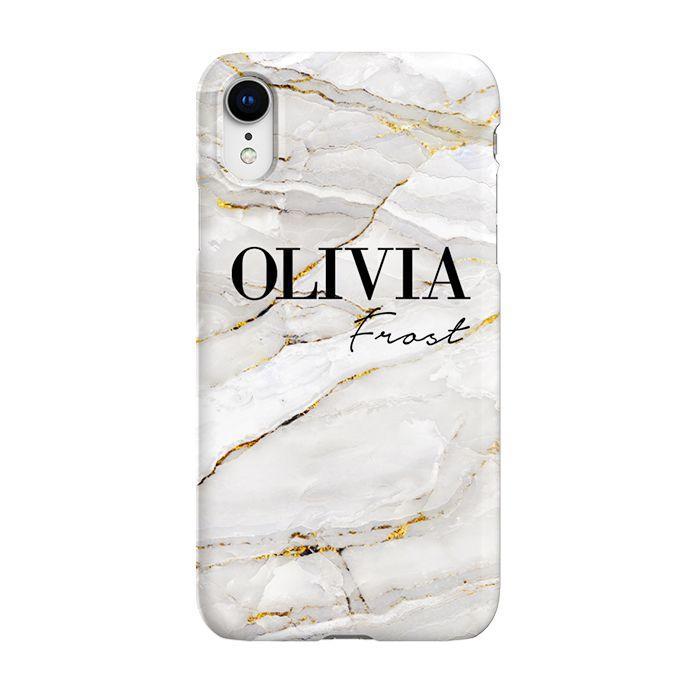 Personalised Cream Marble Name iPhone XR Case