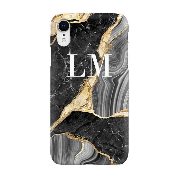 Personalised Black and Gold Marble Name iPhone XR Case