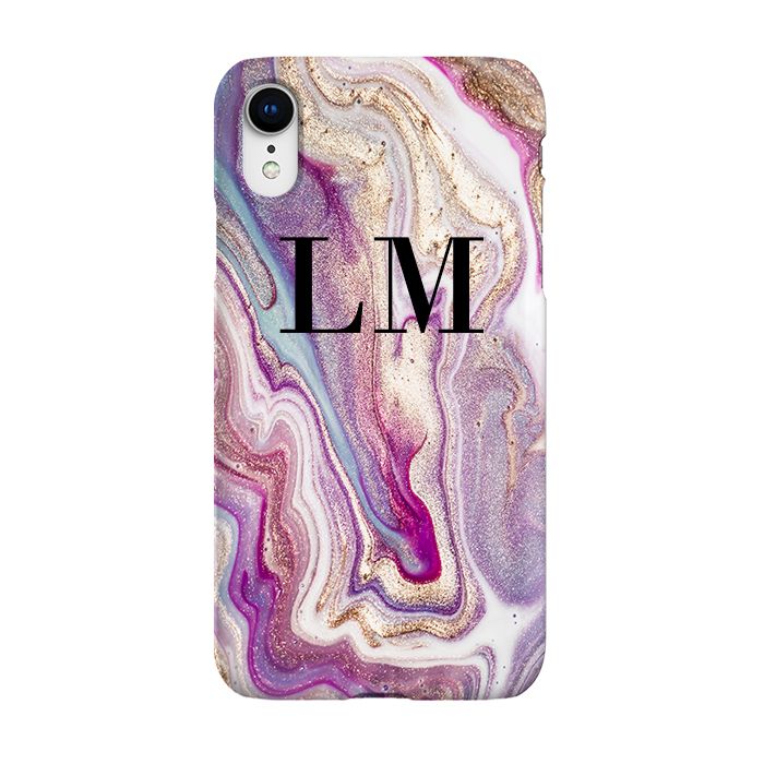 Personalised Violet Marble Initials iPhone XR Case