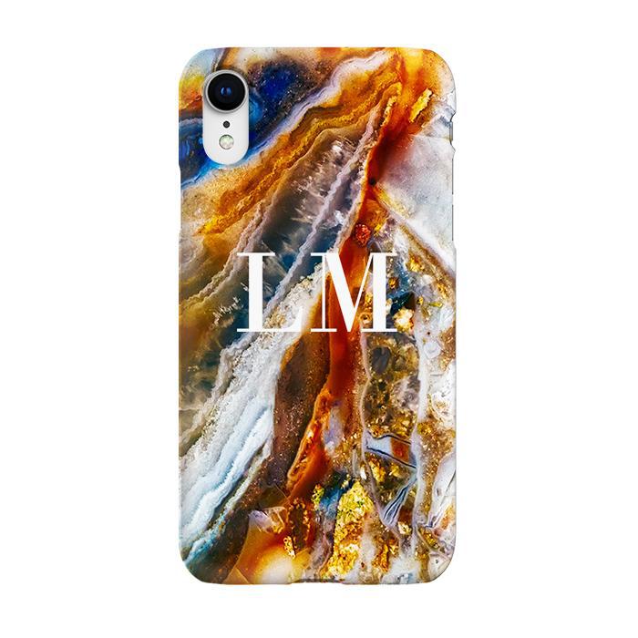 Personalised Colored Stone Marble Initials iPhone XR Case