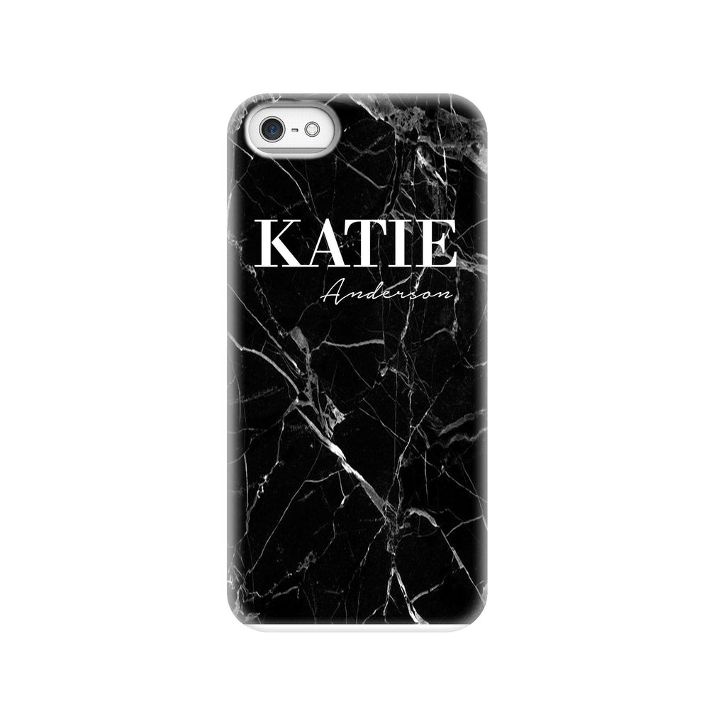 Personalised Black Marble Name iPhone 5/5S/SE Case