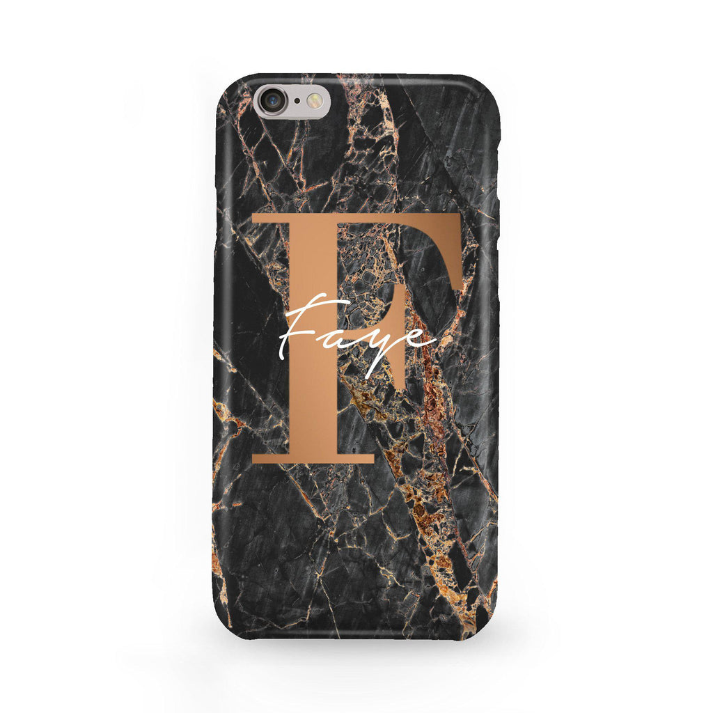 Personalised Slate Marble Bronze Initial iPhone 6/6s Case