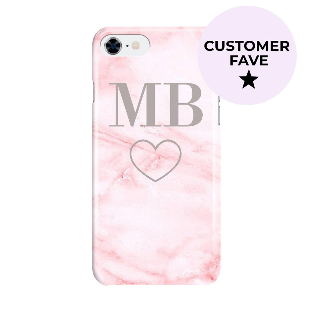 Personalised Cotton Candy Heart Marble Initials iPhone 7 Case