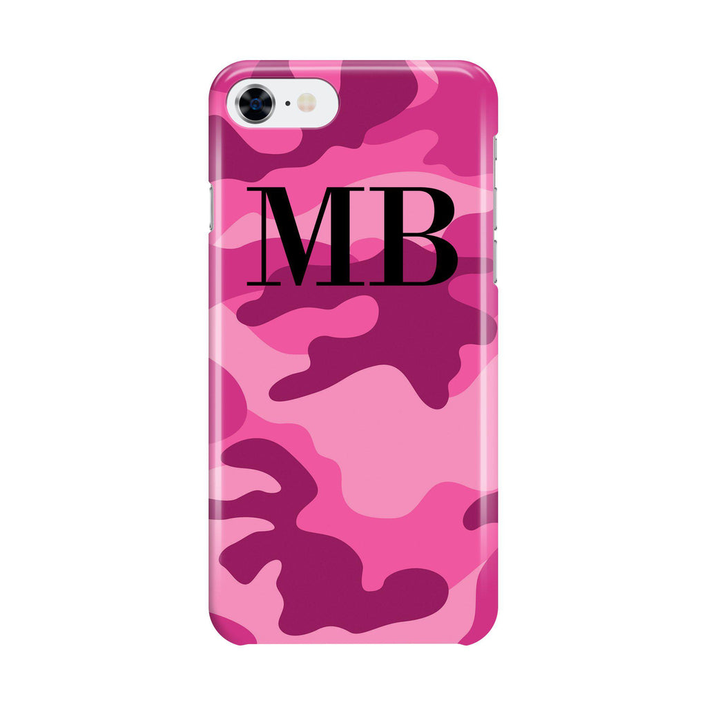 Personalised Hot Pink Camouflage Initials iPhone 8 Case